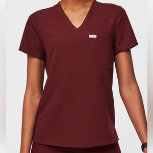 Figs Burgundy Catarina Scrub Top Women’s Large